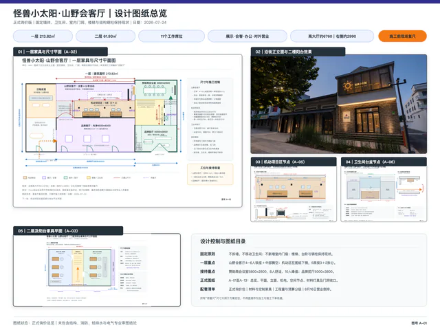 A-01怪兽小太阳山野会客厅最终设计总览与图纸目录