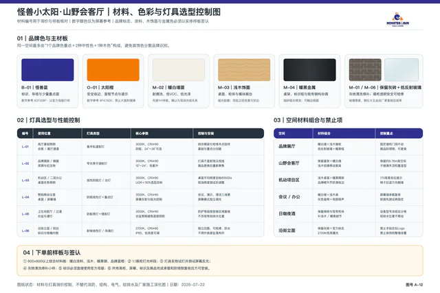 A-12材料色彩与灯具选型控制图